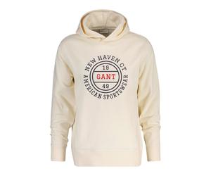 Kapuzensweatshirt GANT "GRAPHIC HOODIE", Herren, Gr. XL, beige (cream), Sweatware, Obermaterial: 80% Baumwolle, 20% Polyester, unifarben, regular fit normal, Rundhals, eingesetzt Rippbündchen, Sweatsh