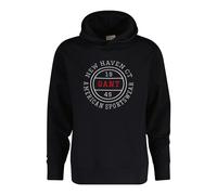 Kapuzensweatshirt GANT "GRAPHIC HOODIE", Herren, Gr. XXL, schwarz, Sweatware, Obermaterial: 80% Baumwolle, 20% Polyester, unifarben, regular fit normal, Rundhals, eingesetzt Rippbündchen, Sweatshirts,