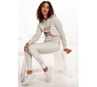 Kapuzensweatshirt H.I.S, Damen, Gr. 36/38, grau (grau, meliert), Interlock, Obermaterial: 90% Baumwolle, 10% Polyester, unifarben, Basic, Sweatshirts Sweatshirt Kapuzenpullover Hoodie, mit Logodruck u