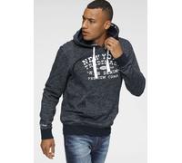 Kapuzensweatshirt H.I.S, Herren, Gr. S (44/46), blau (marine, meliert), angeraute Sweatware, Obermaterial: 55% Baumwolle, 45% Polyester, meliert, normal, Rundhals, Rippbündchen, Sweatshirts Kapuzenswe