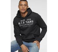 Kapuzensweatshirt H.I.S, Herren, Gr. XXL (60/62), schwarz, angeraute Sweatware, Obermaterial: 60% Baumwolle, 40% Polyester, bedruckt, normal, Rundhals, Rippbündchen, Sweatshirts Kapuzensweatshirt, mit