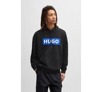 Kapuzensweatshirt HUGO BLUE "Nalves", Herren, Gr. S, schwarz (schwarz001), Sweatware, Obermaterial: 100% Baumwolle, unifarben, regular fit hüftlang, Bündchen, Sweatshirts, mit großem Logo-Druck, Unise