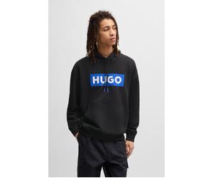 Kapuzensweatshirt HUGO "Nalves", Damen, Gr. M, schwarz (schwarz001), Sweatware, Obermaterial: 100% Baumwolle, unifarben, regular fit hüftlang, Bündchen, Sweatshirts, mit großem Logo-Druck, Unisex (570