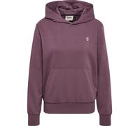 Kapuzensweatshirt HUMMEL "HMLPULSE W SWEAT HOODIE", Damen, Gr. S, lila (schwarz plum), Obermaterial: 60% Baumwolle, 40% Polyester, normal normal, Sweatshirts, mit gesticktem Chevron-Logo, aus weichem
