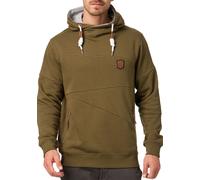 Kapuzensweatshirt INDICODE "INAix", Herren, Gr. L, grün (schwarz olive), Sweatware, Obermaterial: 60% Baumwolle, 40% Polyester, unifarben, regular fit normal, Rundhals, Rippbündchen, Sweatshirts Kapuz