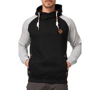 Kapuzensweatshirt INDICODE "INMarybank", Herren, Gr. M, schwarz, Sweatware, Obermaterial: 60% Baumwolle, 40% Polyester, unifarben mit Farbeinsatz, regular fit normal, Rundhals, Rippbündchen, Sweatshir