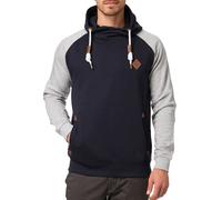 Kapuzensweatshirt INDICODE "INMarybank", Herren, Gr. XXL, blau (navy), Sweatware, Obermaterial: 60% Baumwolle, 40% Polyester, unifarben mit Farbeinsatz, regular fit normal, Rundhals, Rippbündchen, Swe