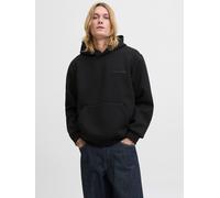 Kapuzensweatshirt JACK & JONES "JCOFUSION SCUBA SWEAT HOOD NOOS", Herren, Gr. S, schwarz, angeraute Sweatware, Obermaterial: 77% Polyester, 18% Viskose, 5% Elasthan, unifarben, relaxed fit, Rippbündch
