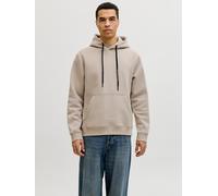 Kapuzensweatshirt JACK & JONES "JCOFUSION SWEAT BADGE HOOD", Herren, Gr. M, pure cashmere, angeraute Sweatware, Obermaterial: 52% Polyester, 48% Baumwolle, unifarben, relaxed fit normal, ohne Ausschni