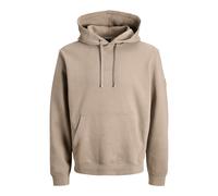 Kapuzensweatshirt JACK & JONES "JCOPOINT SWEAT BADGE HOOD BF", Herren, Gr. M, desert taupe print:jj, angeraute Sweatware, Obermaterial: 72% Baumwolle, 28% Polyester, unifarben, relaxed fit, Rippbündch
