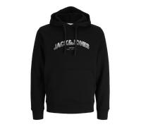 Kapuzensweatshirt JACK & JONES "JJAVERY SWEAT HOOD", Herren, Gr. XL, schwarz, angeraute Sweatware, Obermaterial: 60% Baumwolle, 40% Polyester, bedruckt, regular fit normal, Rundhals, Rippbündchen, Swe