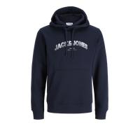 Kapuzensweatshirt JACK & JONES "JJAVERY SWEAT HOOD", Herren, Gr. XS, navy blazer, angeraute Sweatware, Obermaterial: 60% Baumwolle, 40% Polyester, bedruckt, regular fit normal, Rundhals, Rippbündchen,