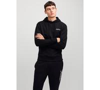 Kapuzensweatshirt JACK & JONES "JJBEAU SWEAT HOOD", Herren, Gr. M, schwarz, angeraute Sweatware, Obermaterial: 80% Baumwolle, 20% Polyester, unifarben, modisch, relaxed fit, Langarm Rippbündchen, Swea