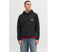 Kapuzensweatshirt JACK & JONES "JJBRANDON SWEAT HOOD", Herren, Gr. L, schwarz, angeraute Sweatware, Obermaterial: 65% Polyester, 35% Baumwolle, unifarben, regular fit, Rippbündchen, Sweatshirts (99968