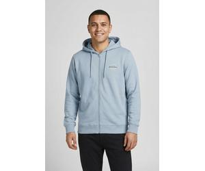 Kapuzensweatshirt JACK & JONES "JJBRANDON SWEAT HOOD", Herren, Gr. M, blau (celestial blau), angeraute Sweatware, Obermaterial: 65% Polyester, 35% Baumwolle, unifarben, regular fit, Rippbündchen, Swea