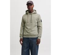 Kapuzensweatshirt JACK & JONES "JJCLEVELAND SWEAT HOOD SN", Herren, Gr. M, beige (vetiver), angeraute Sweatware, Obermaterial: 65% Polyester, 35% Baumwolle, unifarben, regular fit normal, Rundhals, Ri