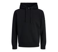 Kapuzensweatshirt JACK & JONES "JJCLEVELAND SWEAT HOOD SN", Herren, Gr. S, schwarz, angeraute Sweatware, Obermaterial: 65% Polyester, 35% Baumwolle, unifarben, regular fit normal, Rundhals, Rippbündch
