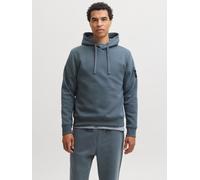 Kapuzensweatshirt JACK & JONES "JJCLEVELAND SWEAT HOOD SN", Herren, Gr. XL, blau (turbulence), angeraute Sweatware, Obermaterial: 65% Polyester, 35% Baumwolle, unifarben, regular fit normal, Rundhals,