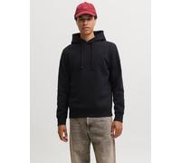 Kapuzensweatshirt JACK & JONES "JJCLEVELAND SWEAT HOOD SN", Herren, Gr. XS, schwarz, angeraute Sweatware, Obermaterial: 65% Polyester, 35% Baumwolle, unifarben, regular fit normal, Rundhals, Rippbündc