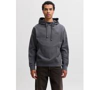 Kapuzensweatshirt JACK & JONES "JJEARCHIVE GRAPHIC SWEAT HOOD SN", Herren, Gr. M, grau (asphalt), angeraute Sweatware, Obermaterial: 80% Baumwolle, 20% Polyester, bedruckt, regular fit normal, Rundhal