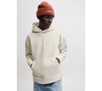 Kapuzensweatshirt JACK & JONES "JJEBARRON SWEAT HOOD NOOS", Herren, Gr. M, weiß melange, angeraute Sweatware, Obermaterial: 70% Polyester, 30% Baumwolle, unifarben, relaxed fit normal, Rundhals, Rippb