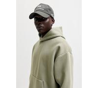 Kapuzensweatshirt JACK & JONES "JJEBARRON SWEAT HOOD NOOS", Herren, Gr. S, vetiver, angeraute Sweatware, Obermaterial: 70% Polyester, 30% Baumwolle, unifarben, relaxed fit normal, Rundhals, Rippbündch