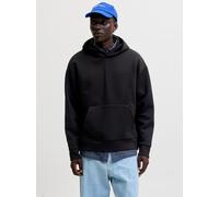 Kapuzensweatshirt JACK & JONES "JJEBARRON SWEAT HOOD NOOS", Herren, Gr. XL, schwarz, angeraute Sweatware, Obermaterial: 70% Polyester, 30% Baumwolle, unifarben, relaxed fit normal, Rundhals, Rippbündc