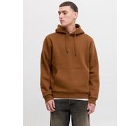Kapuzensweatshirt JACK & JONES "JJEBRADLEY SWEAT HOOD NOOS", Herren, Gr. S, braun (monks robe), angeraute Sweatware, Obermaterial: 65% Polyester, 35% Baumwolle, unifarben, modisch, loose fit taillenbe