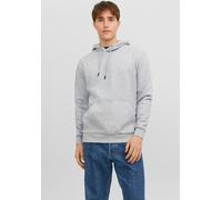 Kapuzensweatshirt JACK & JONES "JJEBRADLEY SWEAT HOOD NOOS", Herren, Gr. XL, grau (light grau melange), angeraute Sweatware, Obermaterial: 61% Polyester, 39% Baumwolle, meliert, loose fit taillenbedec