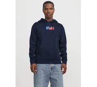 Kapuzensweatshirt JACK & JONES "JJECORP GRAPHIC SWEAT HOOD NOOS", Herren, Gr. S, blau (sky captain detail:01), angeraute Sweatware, Obermaterial: 70% Baumwolle, 30% Polyester, bedruckt, relaxed fit ta