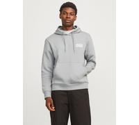 Kapuzensweatshirt JACK & JONES "JJECORP LOGO SWEAT HOOD NOOS", Herren, Gr. M, grau (ultimate grau detail:small print), angeraute Sweatware, Obermaterial: 70% Baumwolle, 30% Polyester, bedruckt, regula
