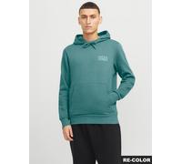 Kapuzensweatshirt JACK & JONES "JJECORP LOGO SWEAT HOOD NOOS", Herren, Gr. M, mineral blau detail:small print, angeraute Sweatware, Obermaterial: 70% Baumwolle, 30% Polyester, bedruckt, regular fit ta