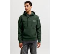 Kapuzensweatshirt JACK & JONES "JJECORP LOGO SWEAT HOOD NOOS", Herren, Gr. XL, scarab detail:small print, angeraute Sweatware, Obermaterial: 70% Baumwolle, 30% Polyester, bedruckt, regular fit normal,