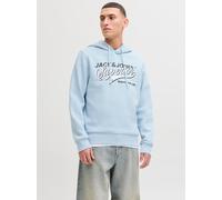 Kapuzensweatshirt JACK & JONES "JJELOGO SWEAT HOOD 2 COL 25/26 NOOS", Herren, Gr. S, celestial blau, angeraute Sweatware, Obermaterial: 70% Baumwolle, 30% Polyester, bedruckt, regular fit normal, Rund