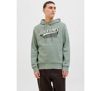 Kapuzensweatshirt JACK & JONES "JJELOGO SWEAT HOOD 2 COL 25/26 NOOS", Herren, Gr. XS, grün (iceberg grün), angeraute Sweatware, Obermaterial: 70% Baumwolle, 30% Polyester, bedruckt, regular fit normal