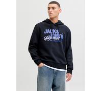 Kapuzensweatshirt JACK & JONES "JJELOGO SWEAT HOOD 2 COL 25/26 NOOS", Herren, Gr. XXL, navy blazer, angeraute Sweatware, Obermaterial: 70% Baumwolle, 30% Polyester, bedruckt, regular fit normal, Rundh