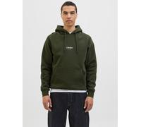 Kapuzensweatshirt JACK & JONES "JJESOHO SWEAT HOOD NOOS", Herren, Gr. S, bunt (duffel bag), angeraute Sweatware, Obermaterial: 80% Baumwolle, 20% Polyester, bedruckt, relaxed fit, Rippbündchen, Sweats