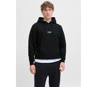 Kapuzensweatshirt JACK & JONES "JJESOHO SWEAT HOOD NOOS", Herren, Gr. S, schwarz, angeraute Sweatware, Obermaterial: 80% Baumwolle, 20% Polyester, bedruckt, relaxed fit, Rippbündchen, Sweatshirts, mit