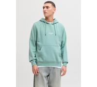 Kapuzensweatshirt JACK & JONES "JJESOHO SWEAT HOOD NOOS", Herren, Gr. XL, mineral blau, angeraute Sweatware, Obermaterial: 80% Baumwolle, 20% Polyester, unifarben, relaxed fit normal, Rundhals, Rippbü