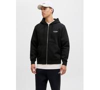 Kapuzensweatshirt JACK & JONES "JJESOHO SWEAT ZIP HOOD NOOS", Herren, Gr. M, schwarz, angeraute Sweatware, Obermaterial: 80% Baumwolle, 20% Polyester, bedruckt, relaxed fit, ohne Ausschnitt, Rippbündc