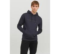 Kapuzensweatshirt JACK & JONES "JJESTAR mit 3D-Print und Kapuze für vielseitige Anlässe", Herren, Gr. S, blau (schwarz navy), angeraute Sweatware, Obermaterial: 70% Baumwolle, 30% Polyester, bedruckt,