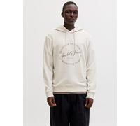 Kapuzensweatshirt JACK & JONES "JJGRAYSON SWEAT HOOD", Herren, Gr. M, beige (moonbeam), angeraute Sweatware, Obermaterial: 65% Polyester, 35% Baumwolle, bedruckt, regular fit, Rippbündchen, Sweatshirt
