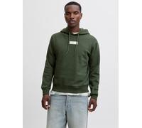 Kapuzensweatshirt JACK & JONES "JJPAN SWEAT HOOD", Herren, Gr. XS, duffel bag, angeraute Sweatware, Obermaterial: 60% Baumwolle, 40% Polyester, bedruckt, regular fit, Rundhals, Rippbündchen, Sweatshir