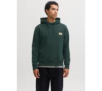 Kapuzensweatshirt JACK & JONES "JJRUSH SWEAT HOOD", Herren, Gr. M, grün (scarab), angeraute Sweatware, Obermaterial: 60% Baumwolle, 40% Polyester, bedruckt, regular fit normal, Rundhals, Rippbündchen,