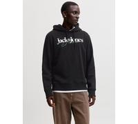Kapuzensweatshirt JACK & JONES "JJTOM SWEAT HOOD", Herren, Gr. S, schwarz, angeraute Sweatware, Obermaterial: 60% Baumwolle, 40% Polyester, bedruckt, normal normal, Rundhals, Rippbündchen, Sweatshirts
