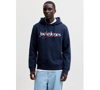Kapuzensweatshirt JACK & JONES "JJTOM SWEAT HOOD", Herren, Gr. XS, navy blazer, angeraute Sweatware, Obermaterial: 60% Baumwolle, 40% Polyester, bedruckt, normal normal, Rundhals, Rippbündchen, Sweats