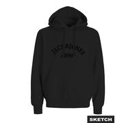 Kapuzensweatshirt JACK & JONES "JORBLEECKER BRANDING SWEAT HOOD BF", Herren, Gr. XS, schwarz detail:jj, angeraute Sweatware, Obermaterial: 70% Baumwolle, 30% Polyester, unifarben, relaxed fit, Rippbün