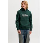 Kapuzensweatshirt JACK & JONES "JORFREDERIKSBERG GRAPHIC BOX SWEAT HOOD", Herren, Gr. L, grün (pine grove), angeraute Sweatware, Obermaterial: 70% Baumwolle, 30% Polyester, bedruckt, regular fit norma