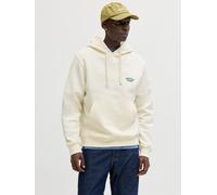 Kapuzensweatshirt JACK & JONES "JORGREENE BRANDING SWEAT HOOD CH", Herren, Gr. L, antique weiß, angeraute Sweatware, Obermaterial: 60% Baumwolle, 40% Polyester, bedruckt, relaxed fit, Rippbündchen, Sw