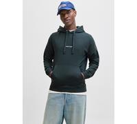 Kapuzensweatshirt JACK & JONES "JORNORREBRO EMB SWEAT HOOD NOOS", Damen, Gr. XS, schwarz (forest river), angeraute Sweatware, Obermaterial: 89% Baumwolle, 11% Polyester, unifarben, relaxed fit normal,